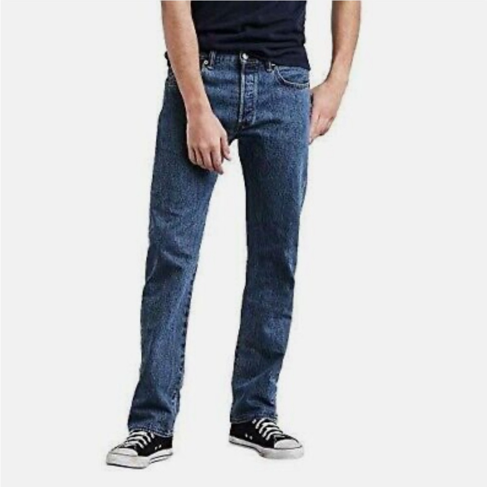 LEVI’S Men’s 501 Button Fly Jeans Size 36 Dark Wash Classic Relaxed Premium